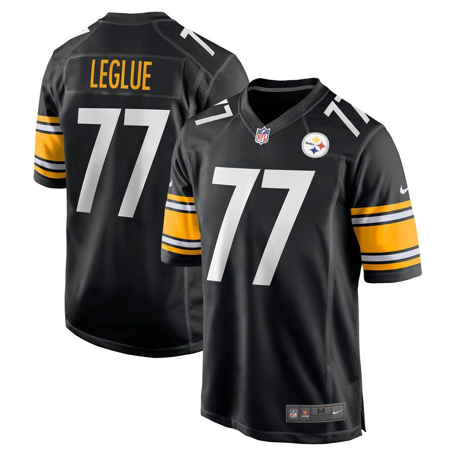 Men Pittsburgh Steelers #77 John Leglue Nike Black Game NFL Jersey